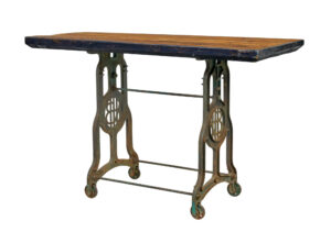 Early 20th Century Industrial Cast Iron and Pine Work Table — thumbnail 1