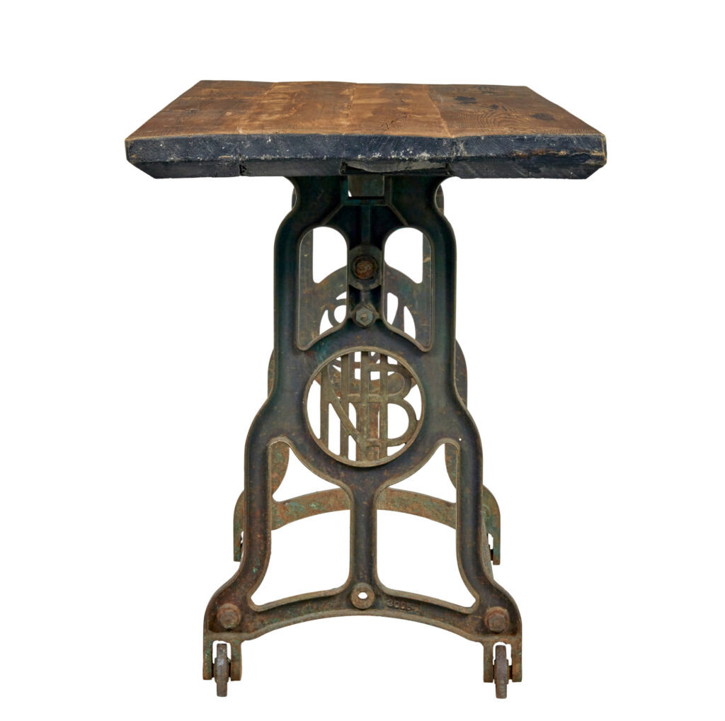 Early 20th Century Industrial Cast Iron and Pine Work Table — image 5