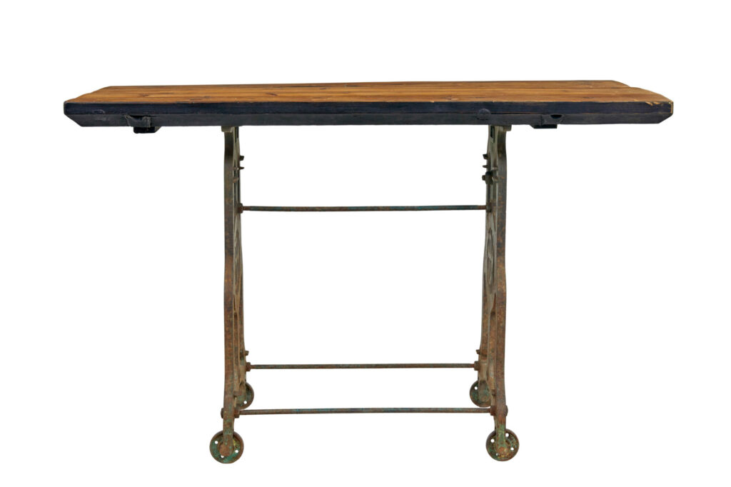 Early 20th Century Industrial Cast Iron and Pine Work Table — image 7