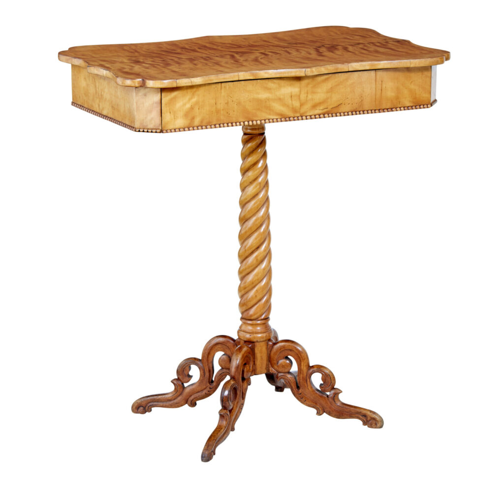 Swedish 19th Century Carved Birch Side Table