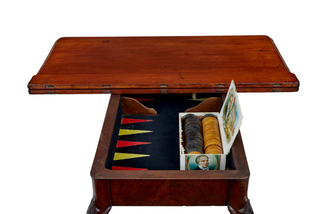 19th Century Carved Mahogany Games Table — image 3