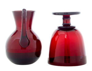 2 Piece’s of 1950’s Red Art Glass by Monica Bratt — thumbnail 4