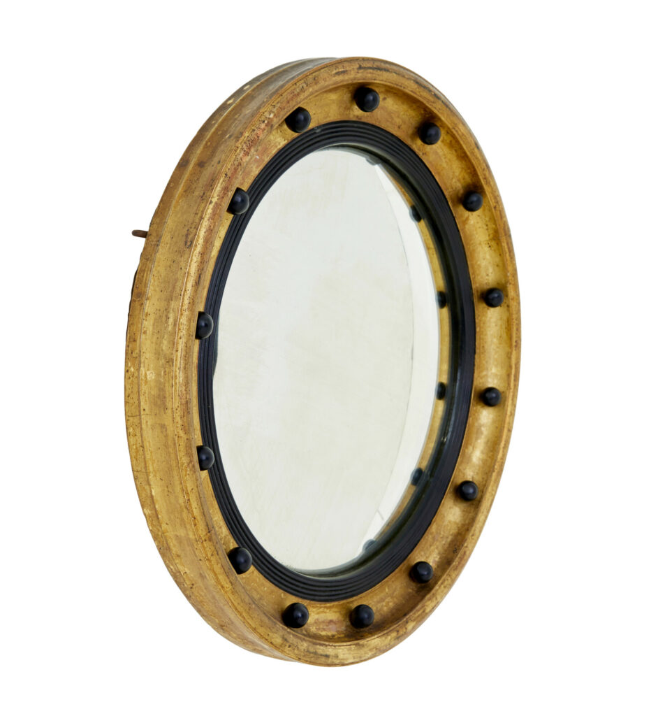 19th Century Ebonised and Gilt Convex Mirror — image 5
