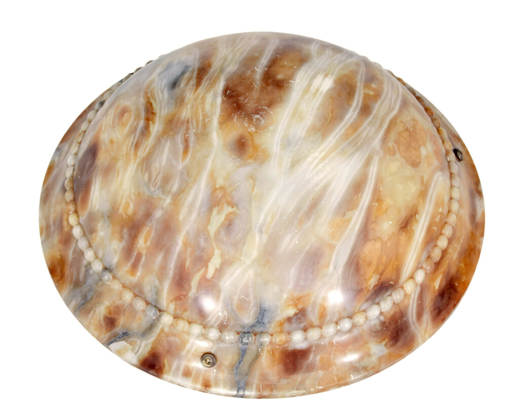 Art Deco Carved Alabaster Hanging Pendant Light — image 6