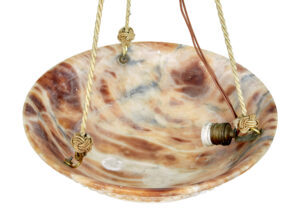 Art Deco Carved Alabaster Hanging Pendant Light — thumbnail 3