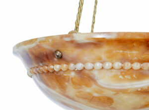 Art Deco Carved Alabaster Hanging Pendant Light — thumbnail 4