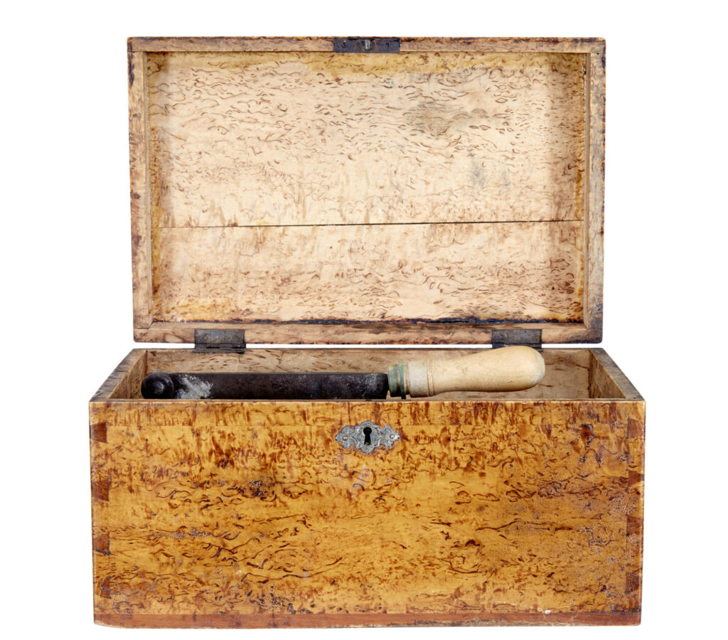 19th Century Burr Birch Sugar Box — image 6