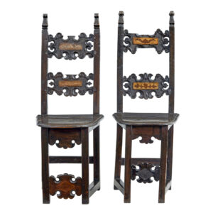 PAIR OF 19TH CENTURY CAROLEAN INSPIRED HALL CHAIRS