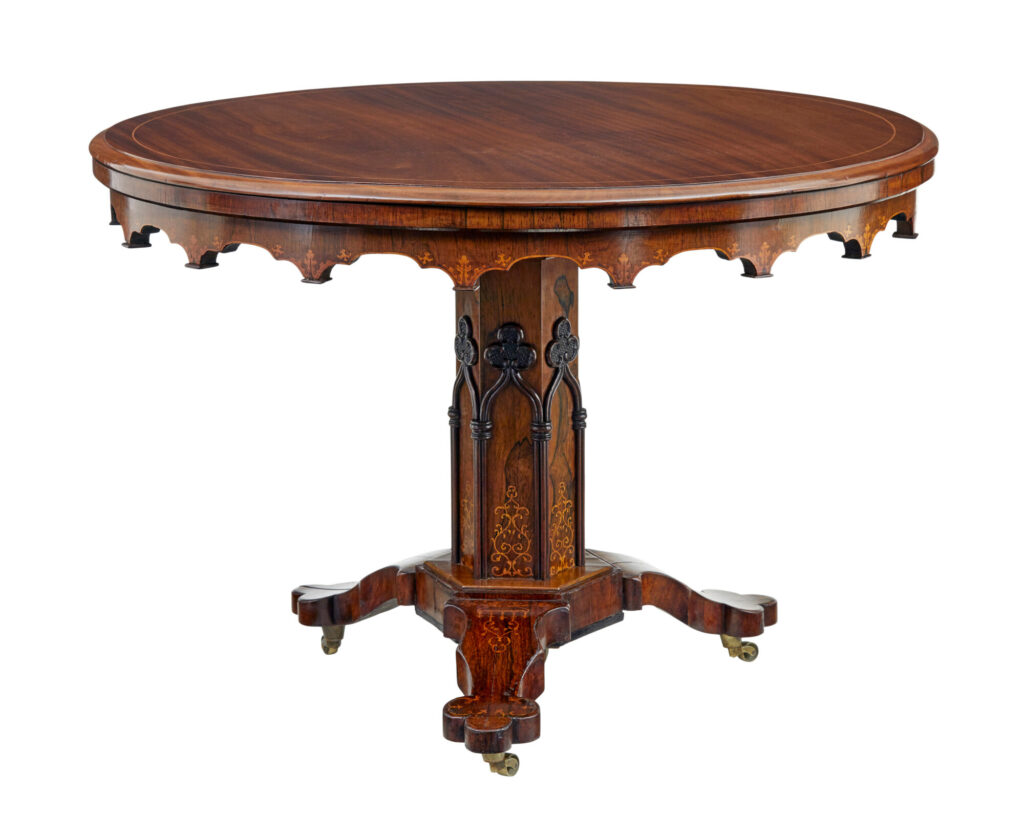 19th Century French Inlaid Mahogany Center Table