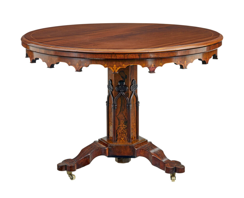 19th Century French Inlaid Mahogany Center Table — image 7