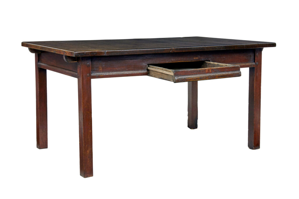 18th Century Rustic Swedish Walnut and Painted Kitchen Table — image 9