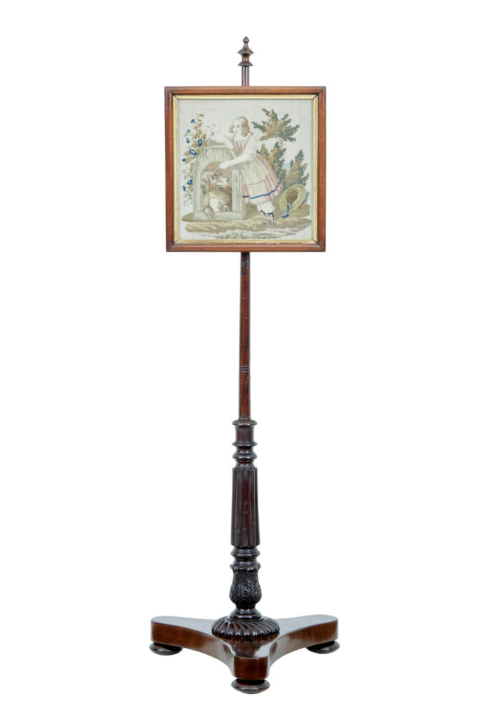 19th Century William Iv Mahogany Pole Screen