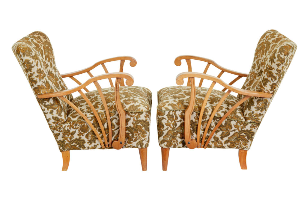 Pair of Mid Century Elm Scandinavian Armchairs — image 8