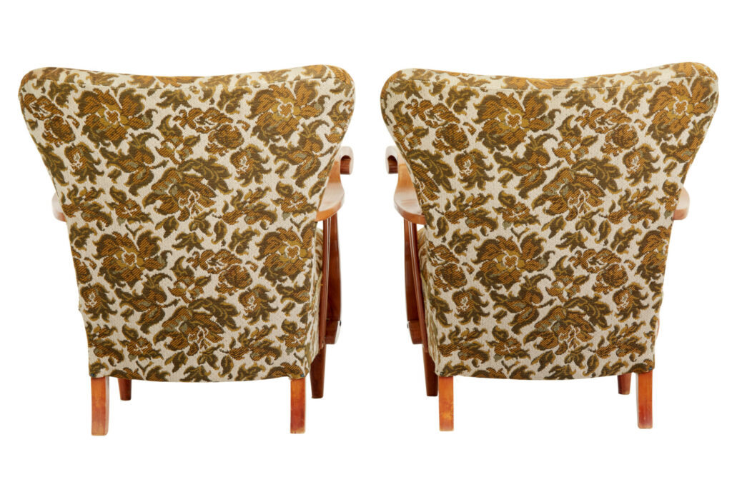 Pair of Mid Century Elm Scandinavian Armchairs — image 2