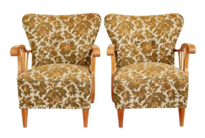 Pair of Mid Century Elm Scandinavian Armchairs — thumbnail 1