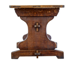Early 20th Century Oak Trestle End Table — thumbnail 4