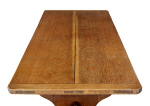 Early 20th Century Oak Trestle End Table — thumbnail 2