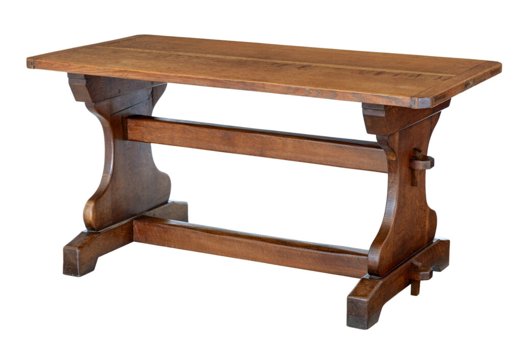Early 20th Century Oak Trestle End Table