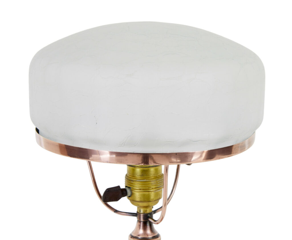 Mid 20th Century Copper and Frosted Glass Table Lamp — image 3