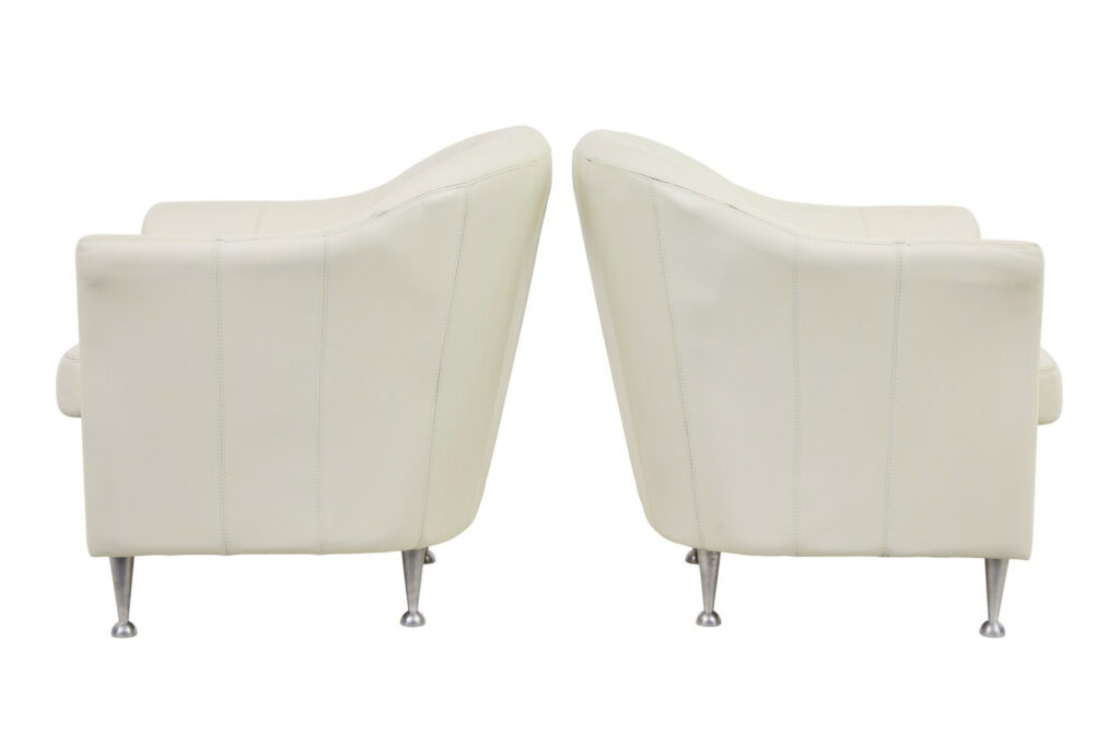 Pair of Mid-20th Century Scandinavian Leather Tub Armchairs — image 7