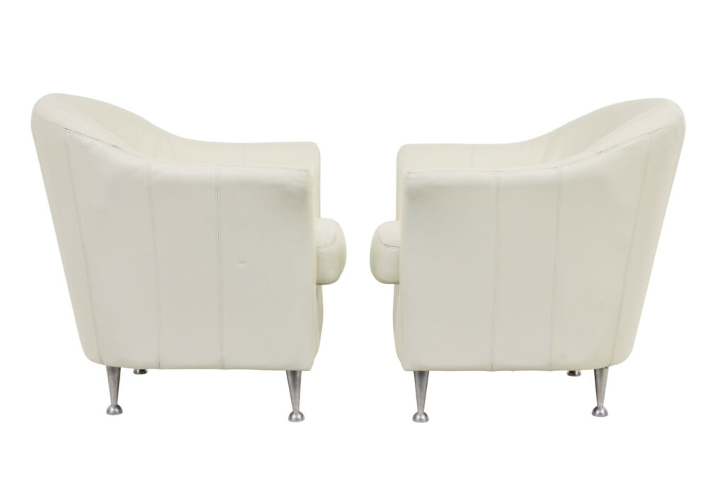 Pair of Mid-20th Century Scandinavian Leather Tub Armchairs — image 6