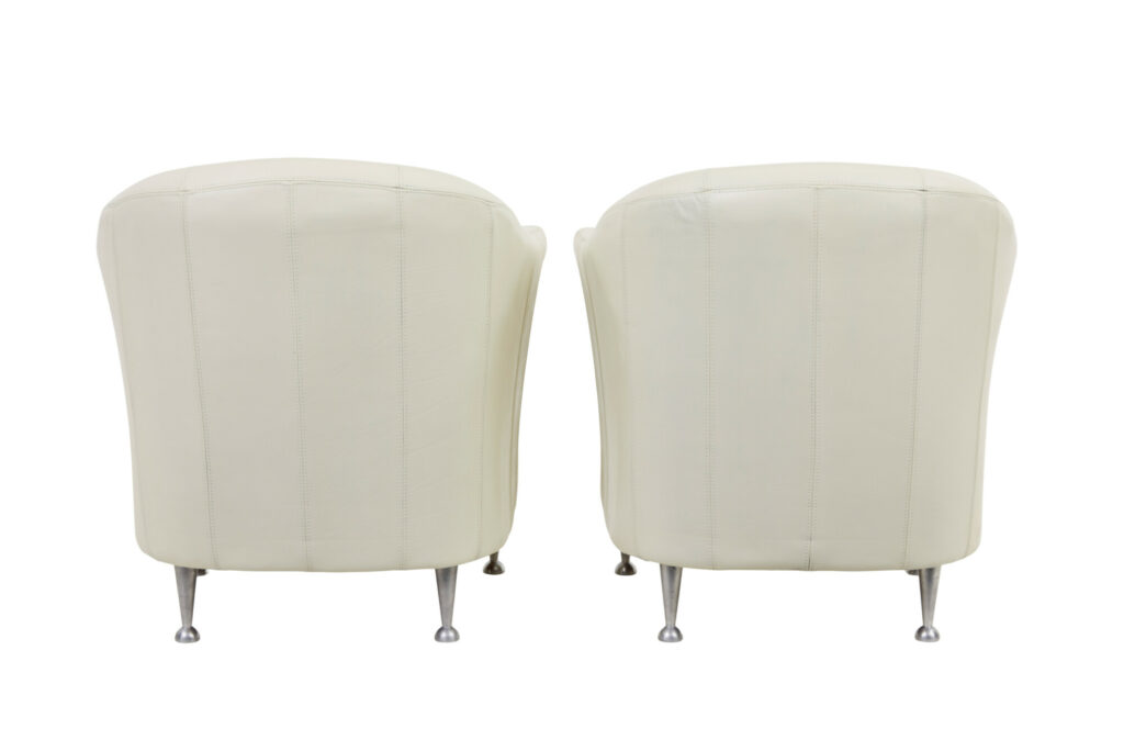 Pair of Mid-20th Century Scandinavian Leather Tub Armchairs — image 5