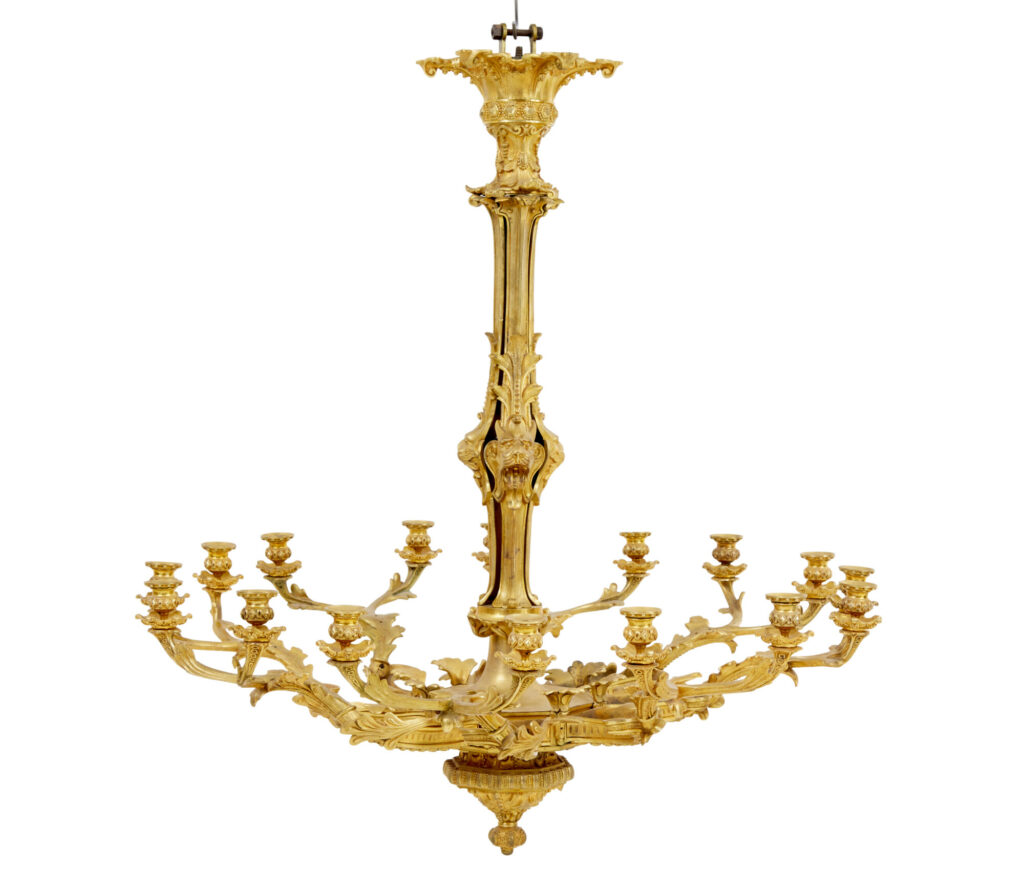 19th Century French Gilded Ormolu 8-Arm Chandelier