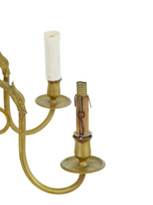Early 20th Century 6 Arm Brass Chandelier — thumbnail 3