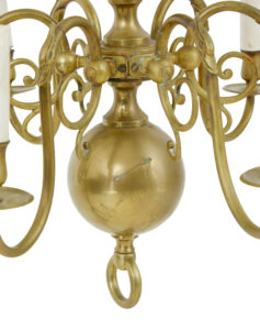 Early 20th Century 6 Arm Brass Chandelier — thumbnail 6