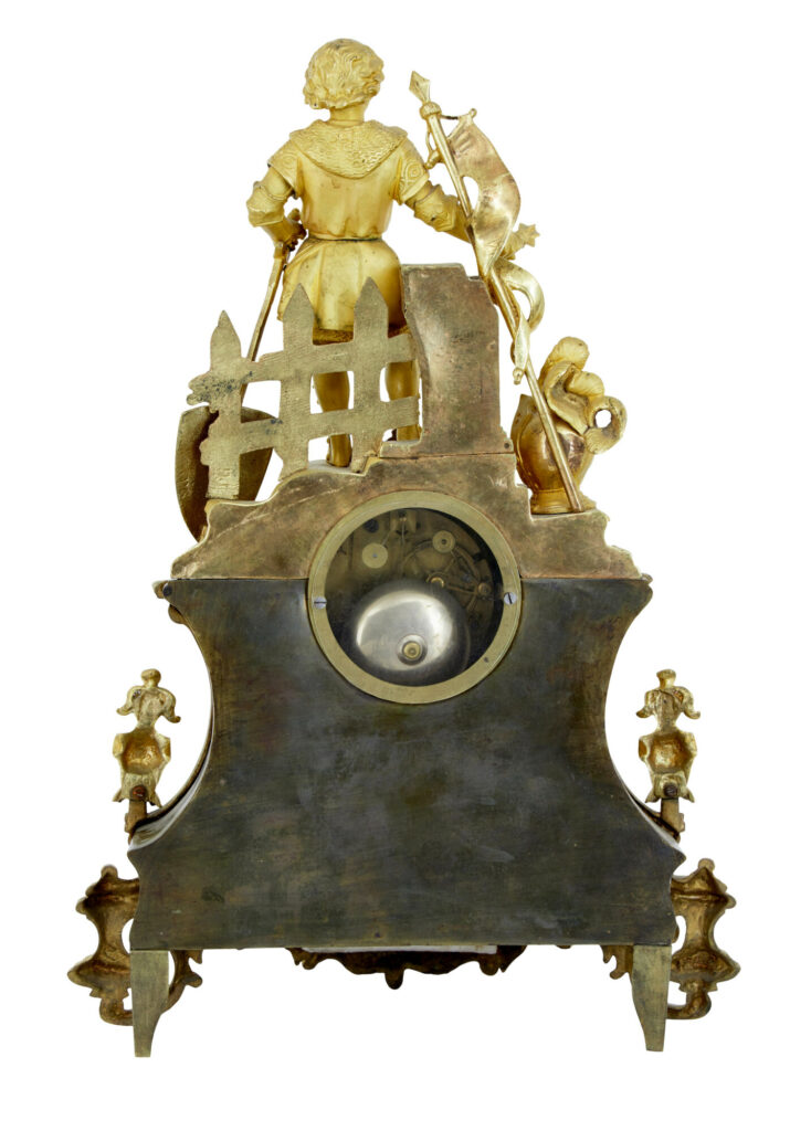 19th Century French Ormolu and Marble Figural Mantel Clock — image 9