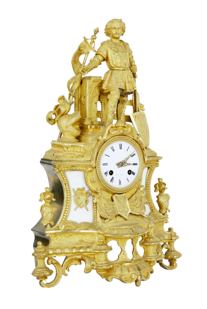 19th Century French Ormolu and Marble Figural Mantel Clock — image 11