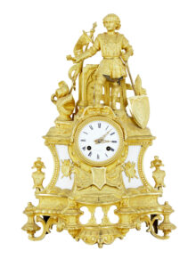 19TH CENTURY FRENCH ORMOLU AND MARBLE FIGURAL MANTEL CLOCK