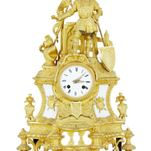 19TH CENTURY FRENCH ORMOLU AND MARBLE FIGURAL MANTEL CLOCK