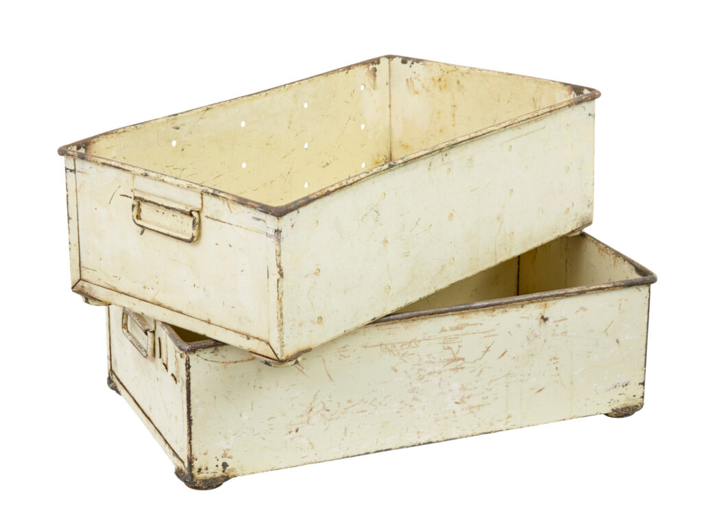 Pair of Early 20th Century Industrial Steel Storage Boxes — image 1