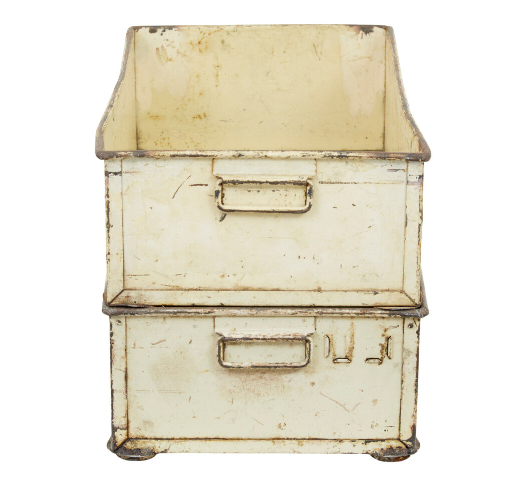 Pair of Early 20th Century Industrial Steel Storage Boxes — image 8
