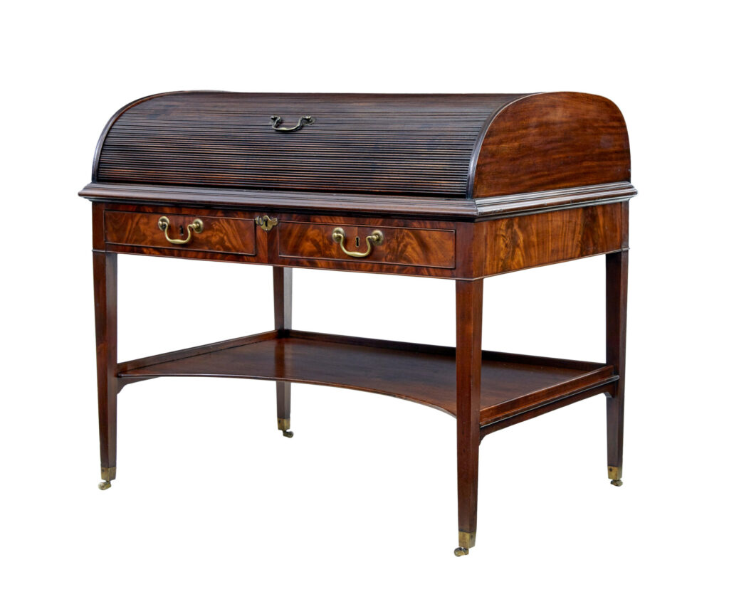 19th Century William Iv Mahogany Roll Top Writing Desk