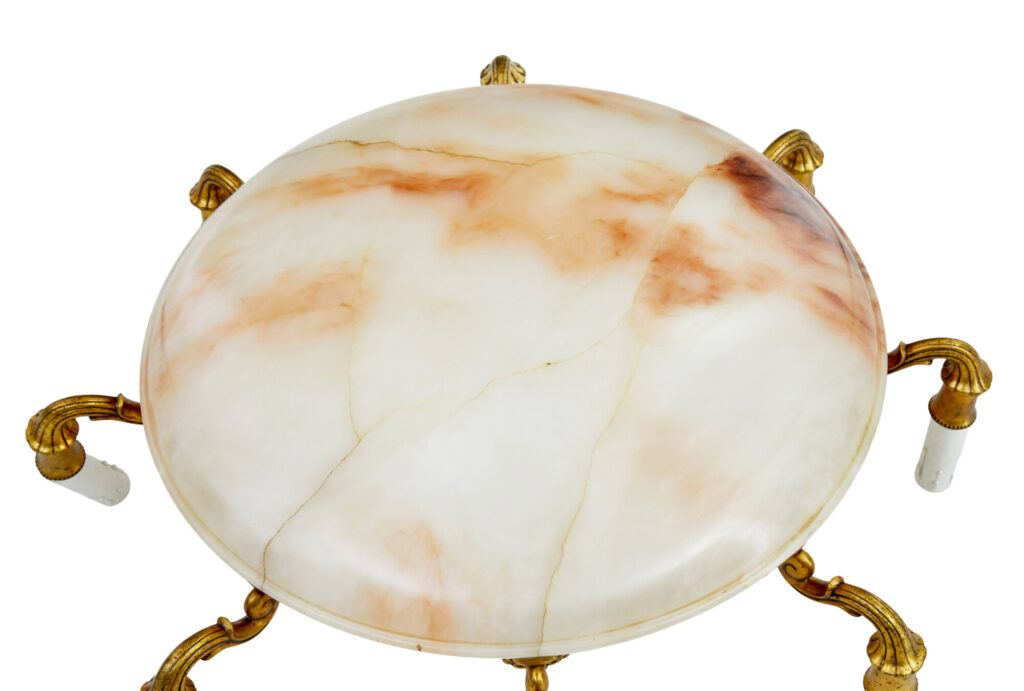 Art Deco Alabaster and Ormolu Chandelier Light — image 3