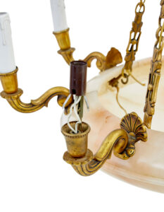 Art Deco Alabaster and Ormolu Chandelier Light — thumbnail 4