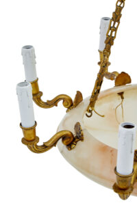 Art Deco Alabaster and Ormolu Chandelier Light — thumbnail 6