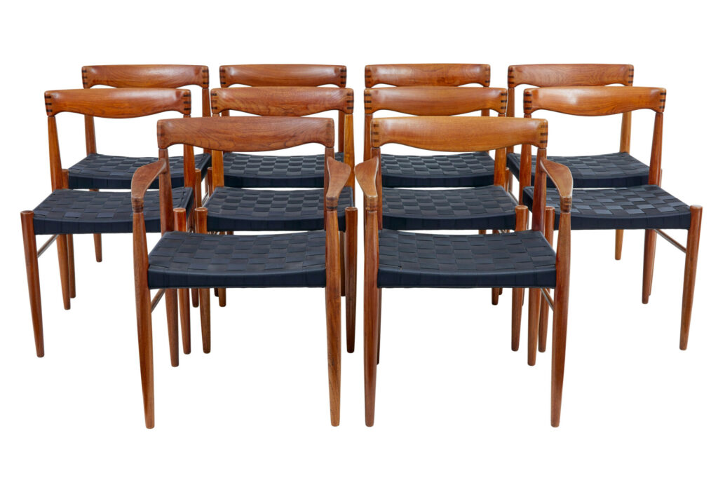 Set of 10 Mid Century Teak Dining Chairs by Bramin
