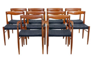 Set of 10 Mid Century Teak Dining Chairs by Bramin — thumbnail 1