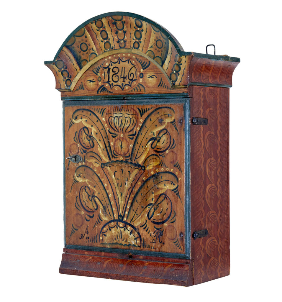 Hand Painted Mid 19th Century Swedish Wall Cabinet — image 1