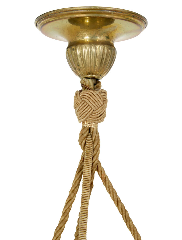 Art Deco Alabaster and Brass Pendant Light — image 2
