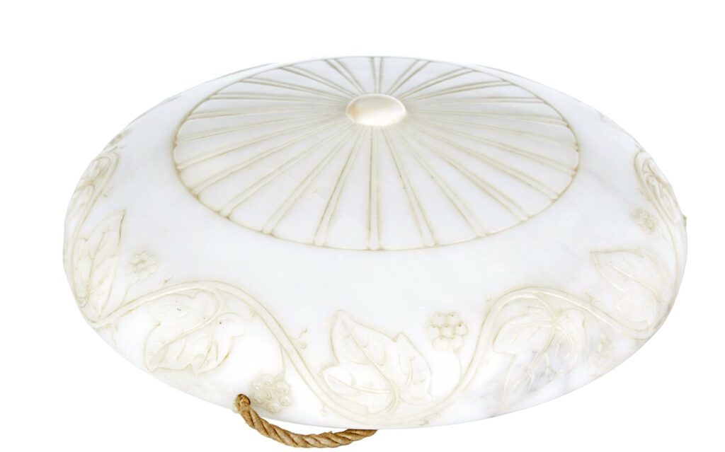 Art Deco Alabaster and Brass Pendant Light — image 4