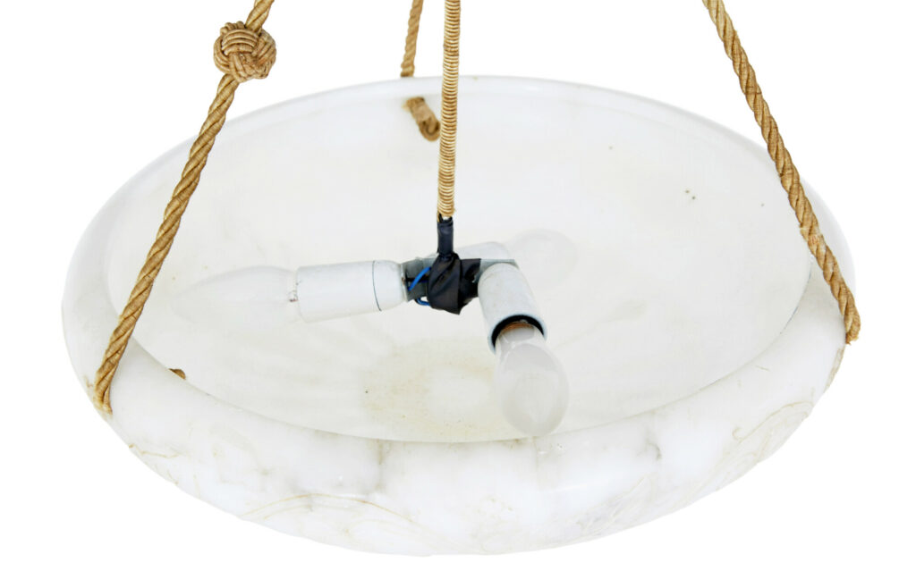 Art Deco Alabaster and Brass Pendant Light — image 3