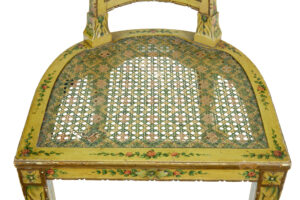 19th Century Biedermeier Carved and Painted Cane Chair — thumbnail 4