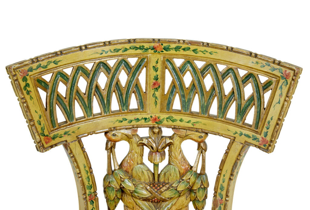 19th Century Biedermeier Carved and Painted Cane Chair — image 6