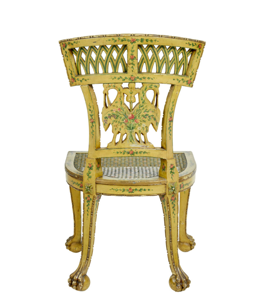 19th Century Biedermeier Carved and Painted Cane Chair — image 8