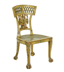 19th Century Biedermeier Carved and Painted Cane Chair — thumbnail 1