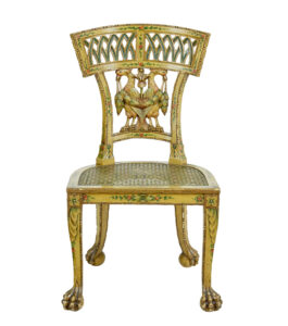 19th Century Biedermeier Carved and Painted Cane Chair — thumbnail 2